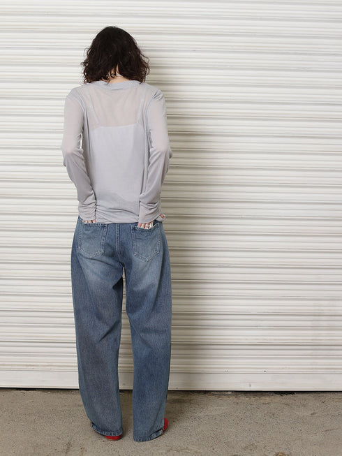 SIDE PLEATED DENIM PANTS / Y243-31045-3 /【 BLUE 】